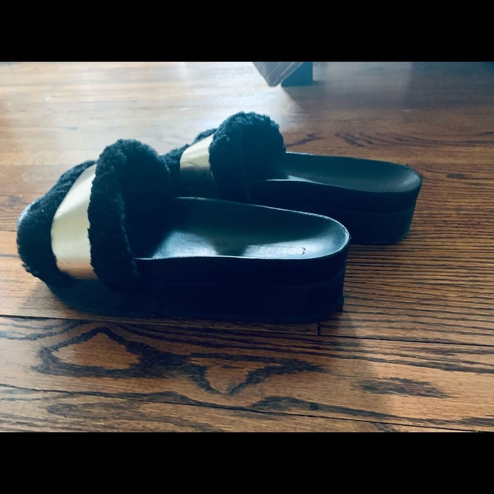 Schutz furry platform slip on
